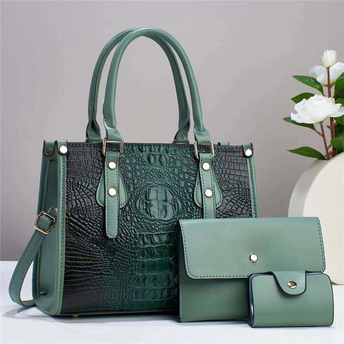 New Women's Bag Three-Piece Set Cross-Border Trendy Fashion Handbag Shoulder Crossbody Bag Large Capacity Mom Bag