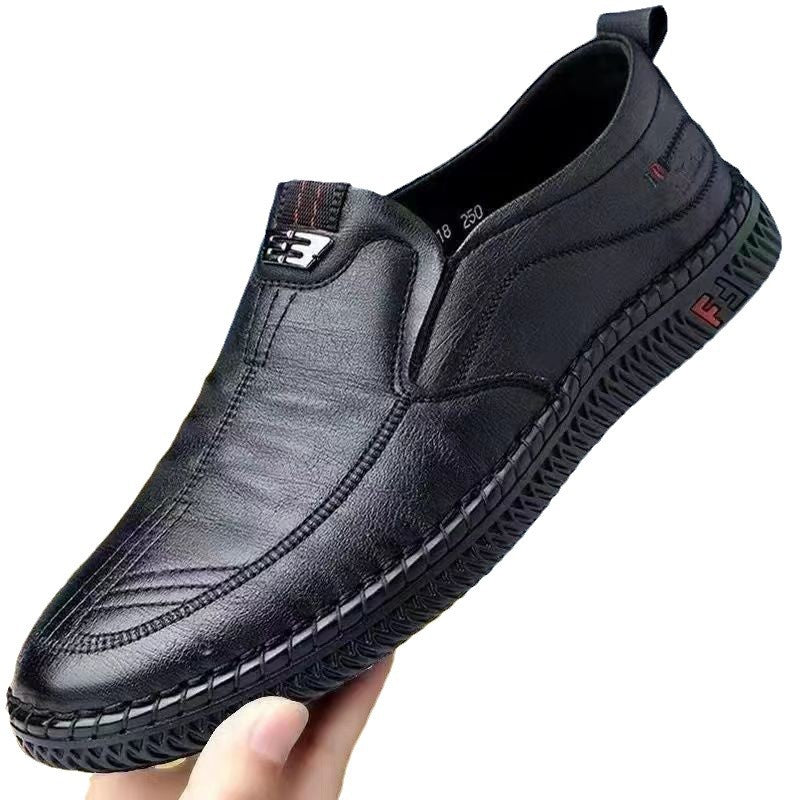 2025 Spring and Summer New Middle-aged Men's Non-slip Wear-resistant Work Shoes Breathable Lightweight plaid Business Casual Leather Shoes