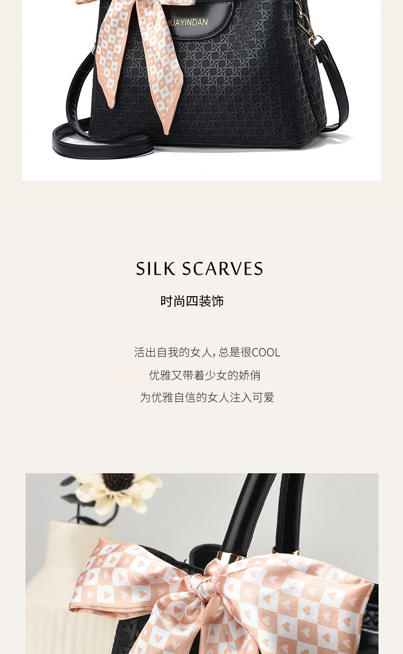 Women's Handheld Small Square Bag New Fashionable Woven Pattern Single Shoulder Crossbody Bag