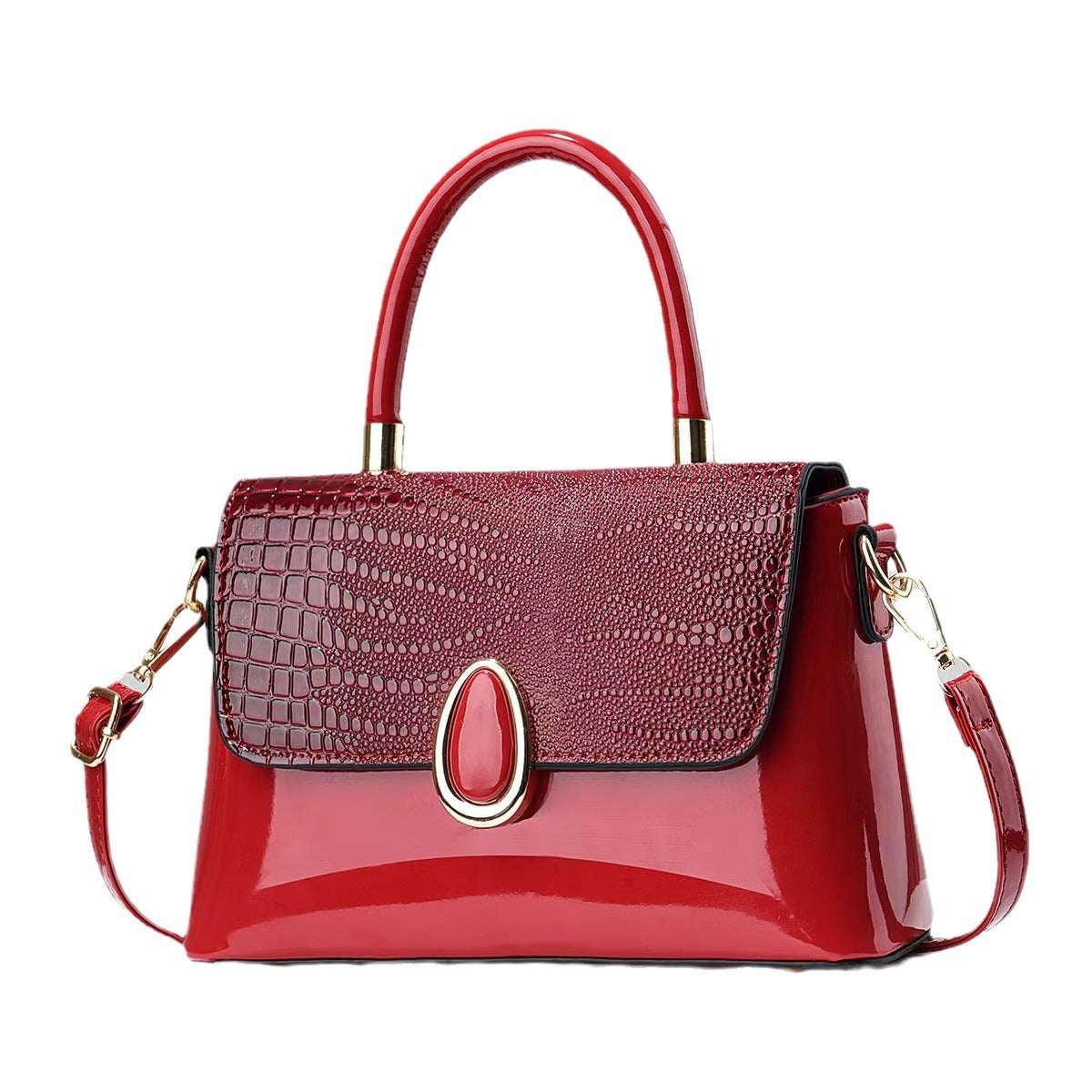 Summer New Fashionable European and American Style Shiny Leather Embossed Crocodile Texture Single Shoulder Handbag Small Bag Dropshipping