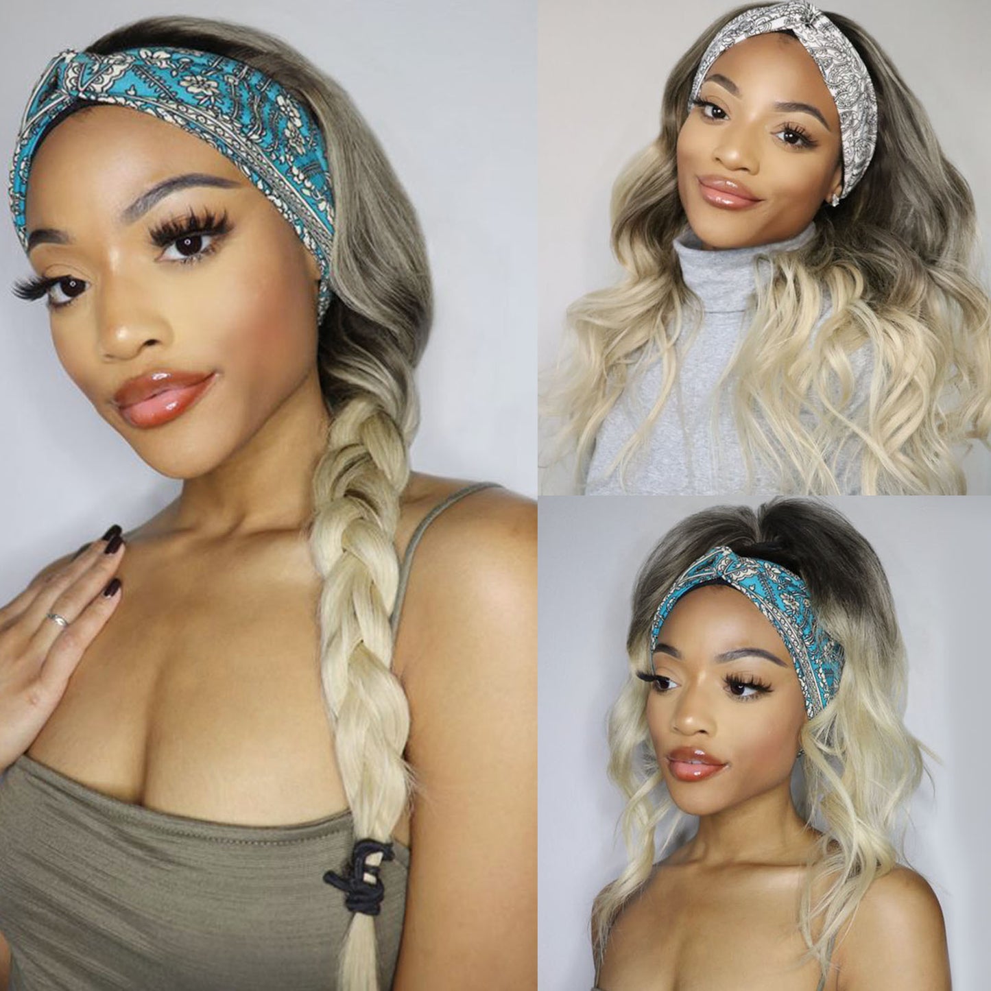 European and American Style Women's Long Curly Hair Wig with Ice Silk Headband High Temperature Wire Manufacturer In Stock body wigs
