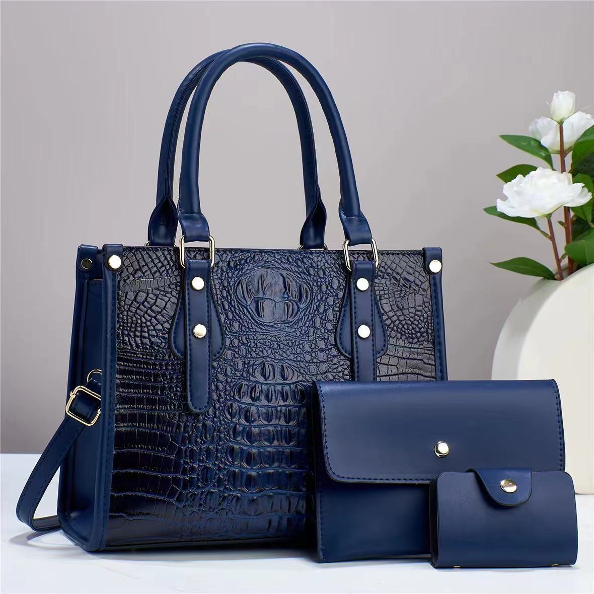 New Women's Bag Three-Piece Set Cross-Border Trendy Fashion Handbag Shoulder Crossbody Bag Large Capacity Mom Bag