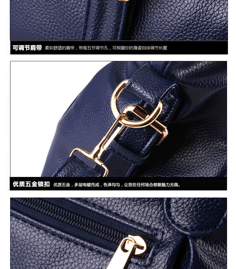 New Large Capacity Middle-aged Handbag Fashion Soft Leather Tassel Shoulder Bag Casual Crossbody Bag One Piece Dropshipping