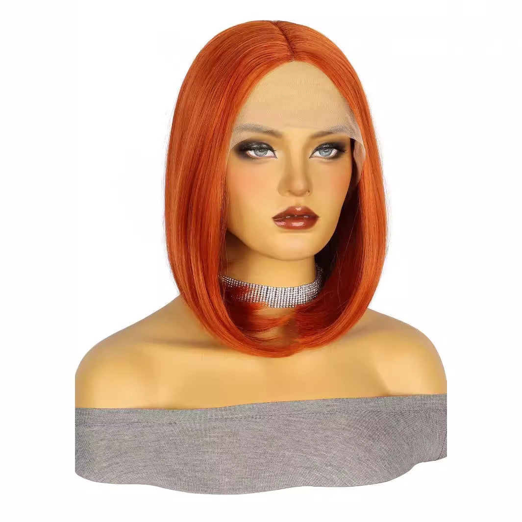 13*4 Front Lace Synthetic Wig High Temperature Fiber BOBStraightHairWigs Short Wig Short Hair