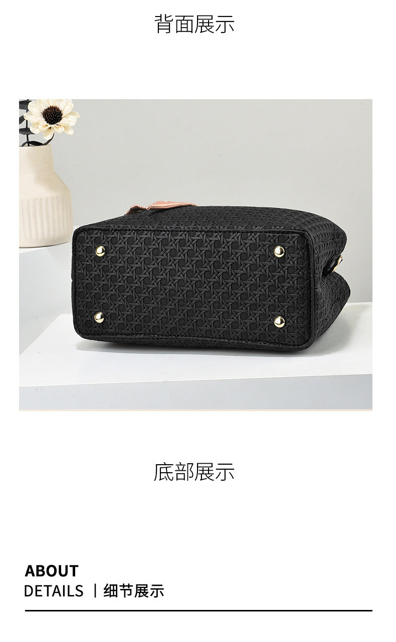 Women's Handheld Small Square Bag New Fashionable Woven Pattern Single Shoulder Crossbody Bag