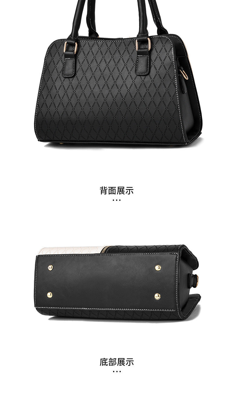 New Fashion Color Block Women's Handbag European and American Style Large Capacity Shoulder Crossbody Bag Trendy One Piece Dropshipping