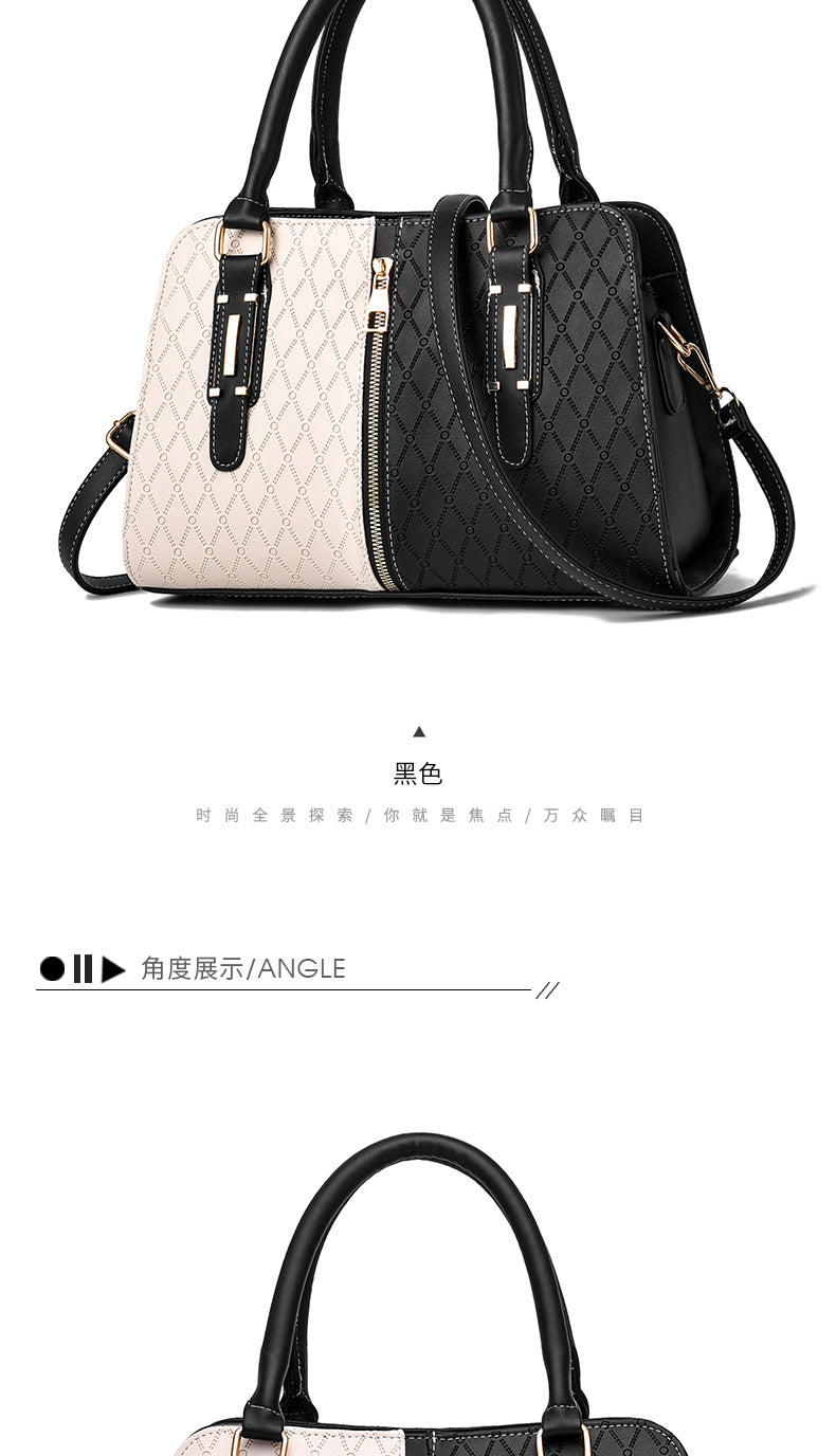 New Fashion Color Block Women's Handbag European and American Style Large Capacity Shoulder Crossbody Bag Trendy One Piece Dropshipping