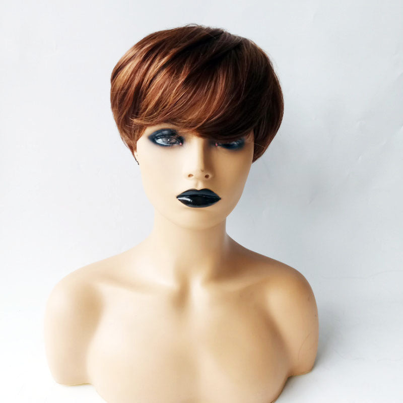 European and American Fashion Short Hair Stylish Textured Short Straight Hair Synthetic Fiber Machine-Made Wig