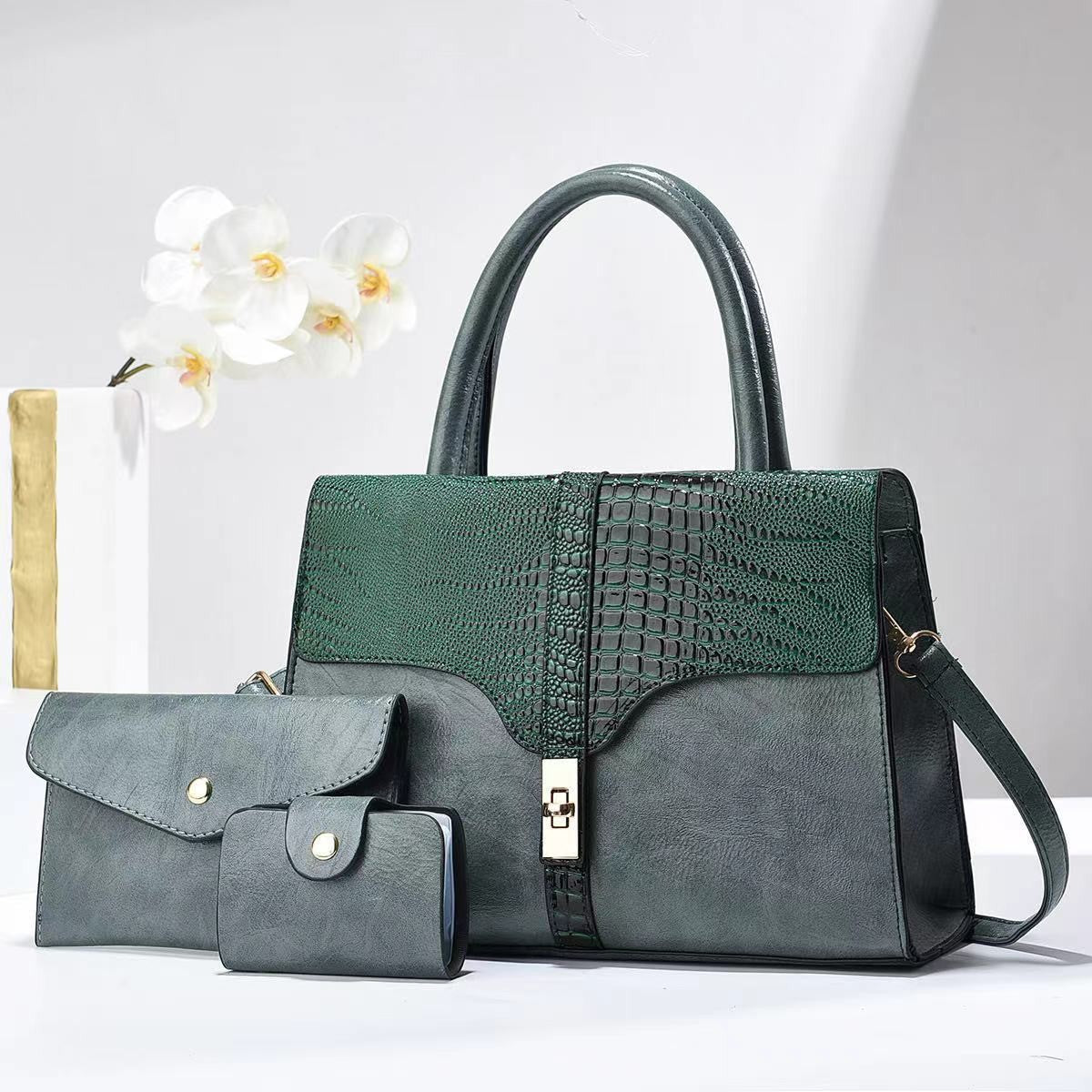 New Cross-Border Women's Handbag Elegant Simple Shoulder Crossbody Bag Trendy Fashion Mom Bag Three-Piece Set