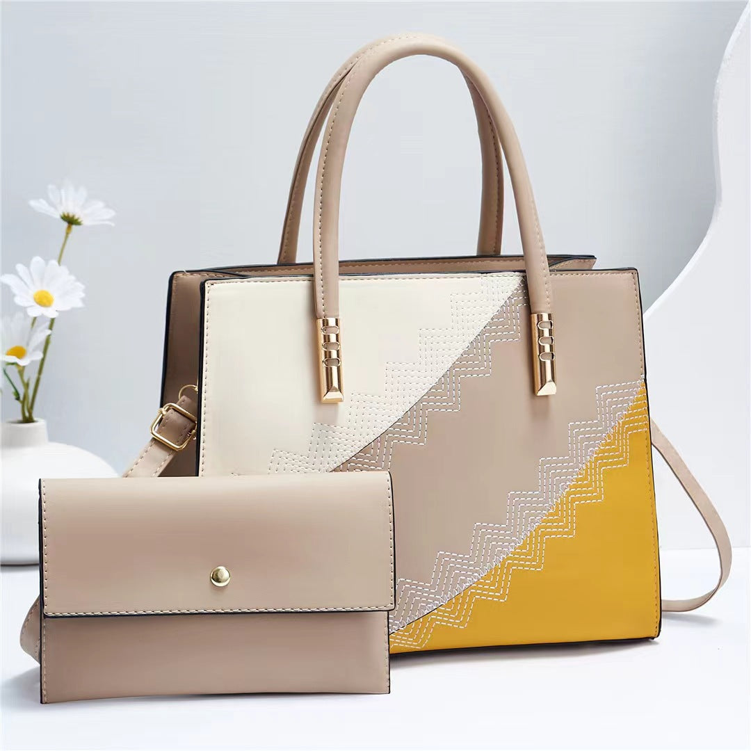 Women's New Trendy Color Block Large Capacity Mother-Daughter Bag Elegant Single Shoulder Crossbody Handbag Cross-Border Dropshipping
