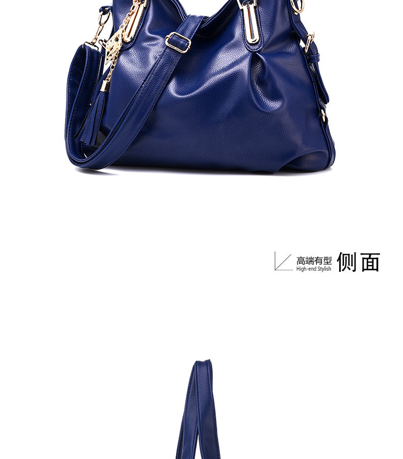 New Large Capacity Middle-aged Handbag Fashion Soft Leather Tassel Shoulder Bag Casual Crossbody Bag One Piece Dropshipping