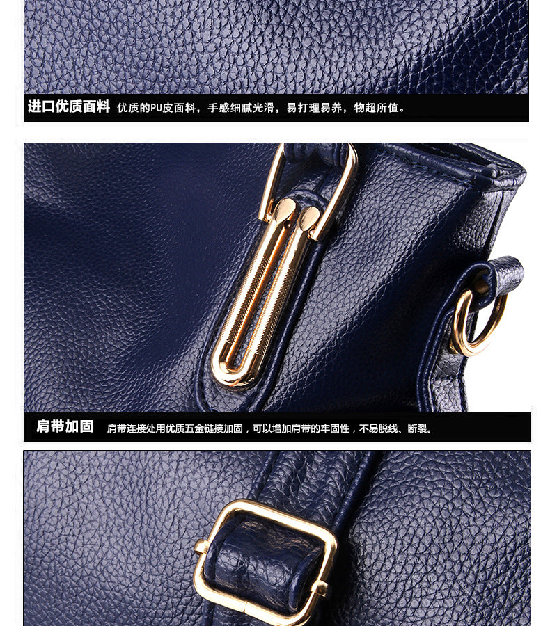New Large Capacity Middle-aged Handbag Fashion Soft Leather Tassel Shoulder Bag Casual Crossbody Bag One Piece Dropshipping