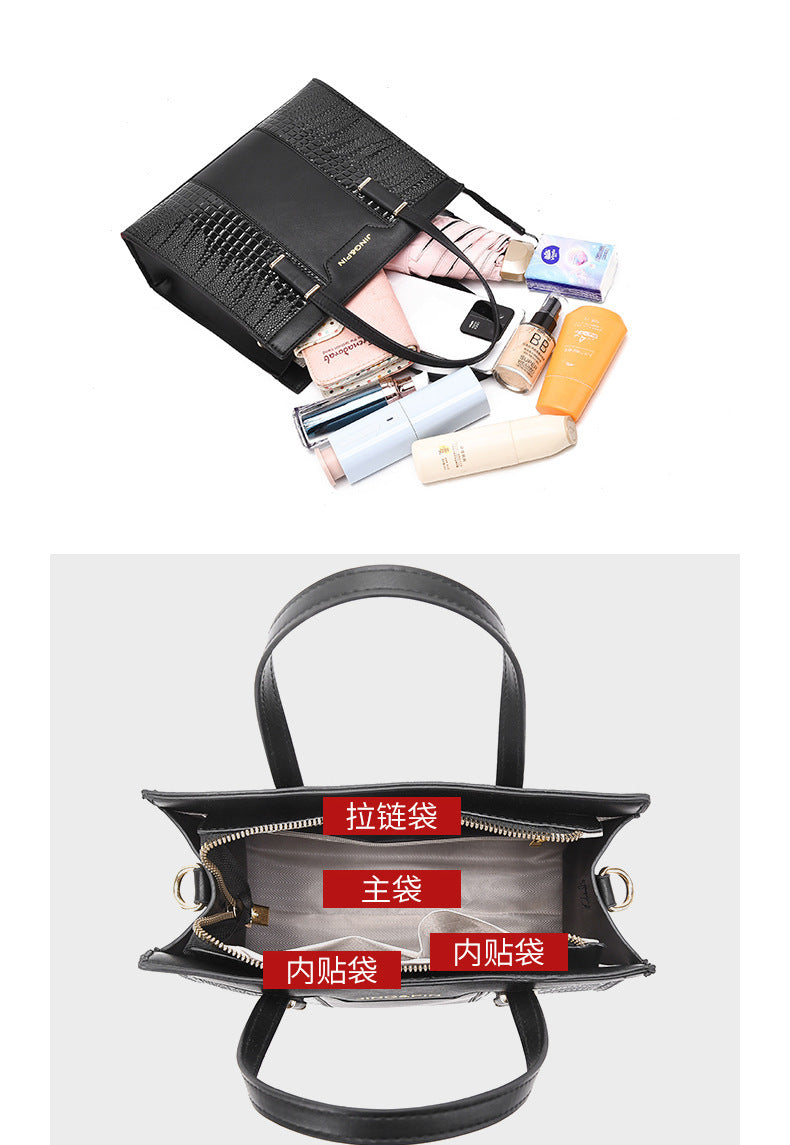2025 Summer New Women's Bag Cross-Border Trendy Fashion Color-Block Large Capacity Handbag Mom Bag Single Shoulder Crossbody Bag