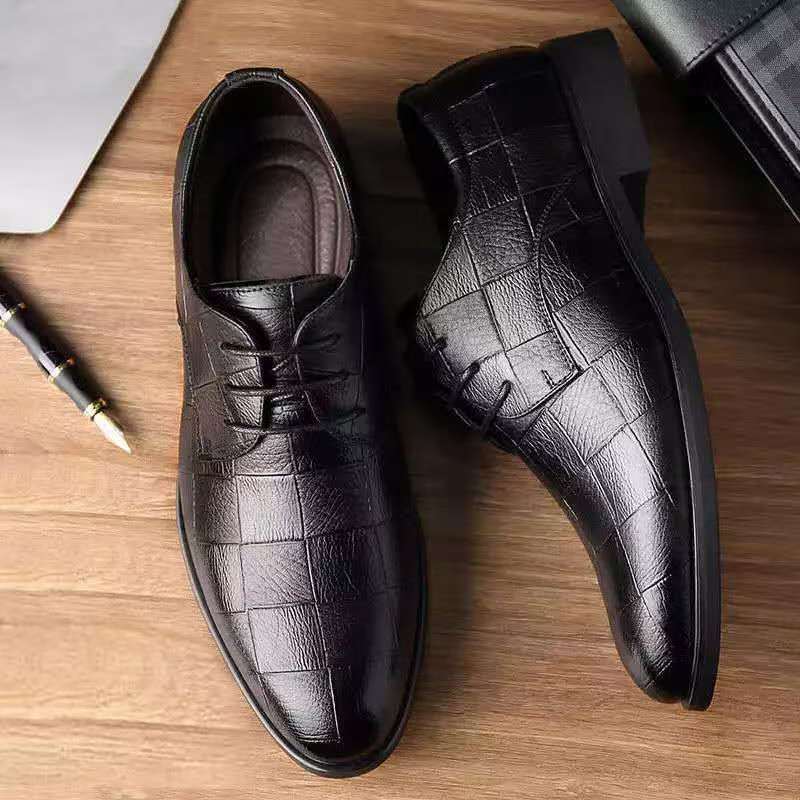 Cross-Border Dropshipping Large Size British Style Casual Business Formal Leather Shoes Men's Wedding Shoes Versatile Single Shoes Work Shoes Men's Leather Shoes