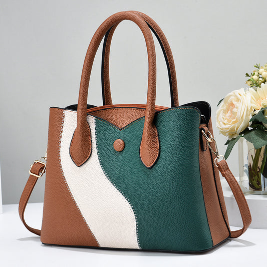 Summer New Korean Style Fashionable Patchwork Handbag Trendy Color-Block Elegant Mom Bag Wholesale