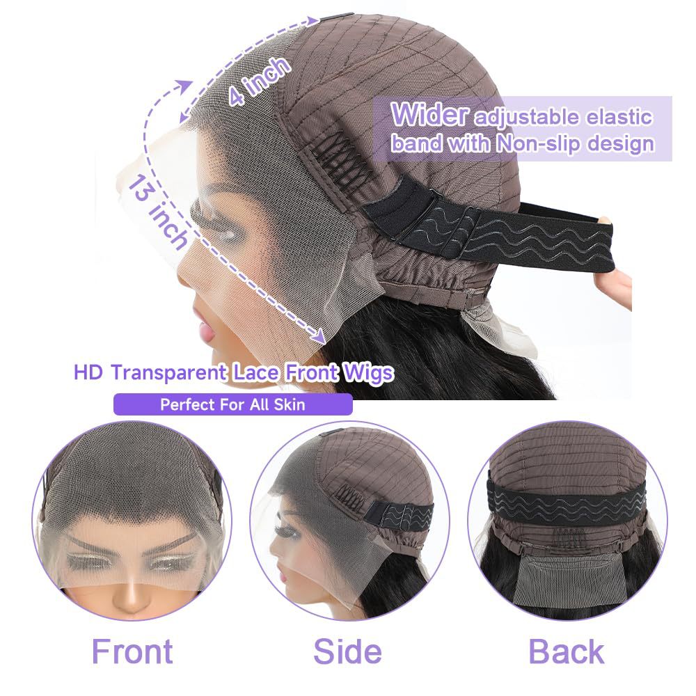 New Wig 13*4 Lace Wig Black Big Wave High-Temperature Fiber Head Cover Free Points