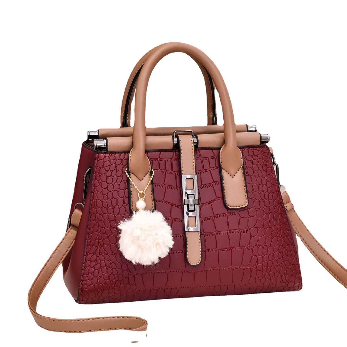 Women's Bag New European and American Style Crocodile Pattern Handbag Elegant Fashion Large Capacity Trendy Single Shoulder Crossbody Bag