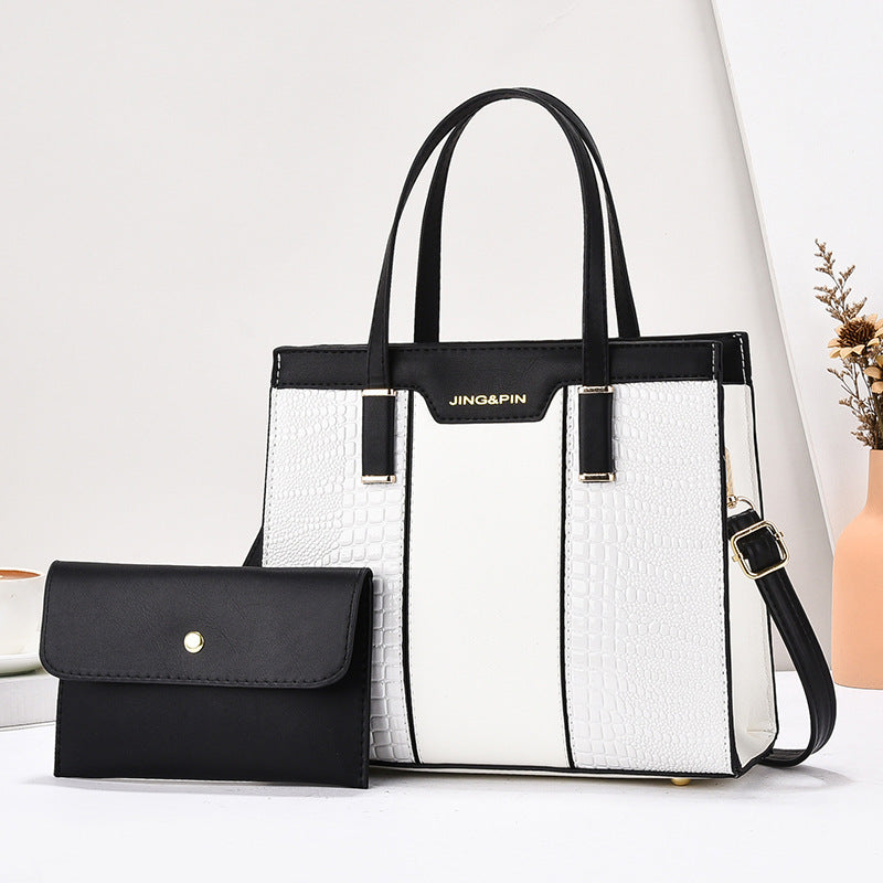 2025 Summer New Women's Bag Cross-Border Trendy Fashion Color-Block Large Capacity Handbag Mom Bag Single Shoulder Crossbody Bag