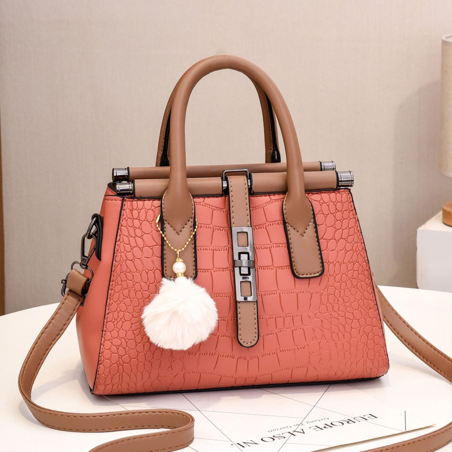 Women's Bag New European and American Style Crocodile Pattern Handbag Elegant Fashion Large Capacity Trendy Single Shoulder Crossbody Bag