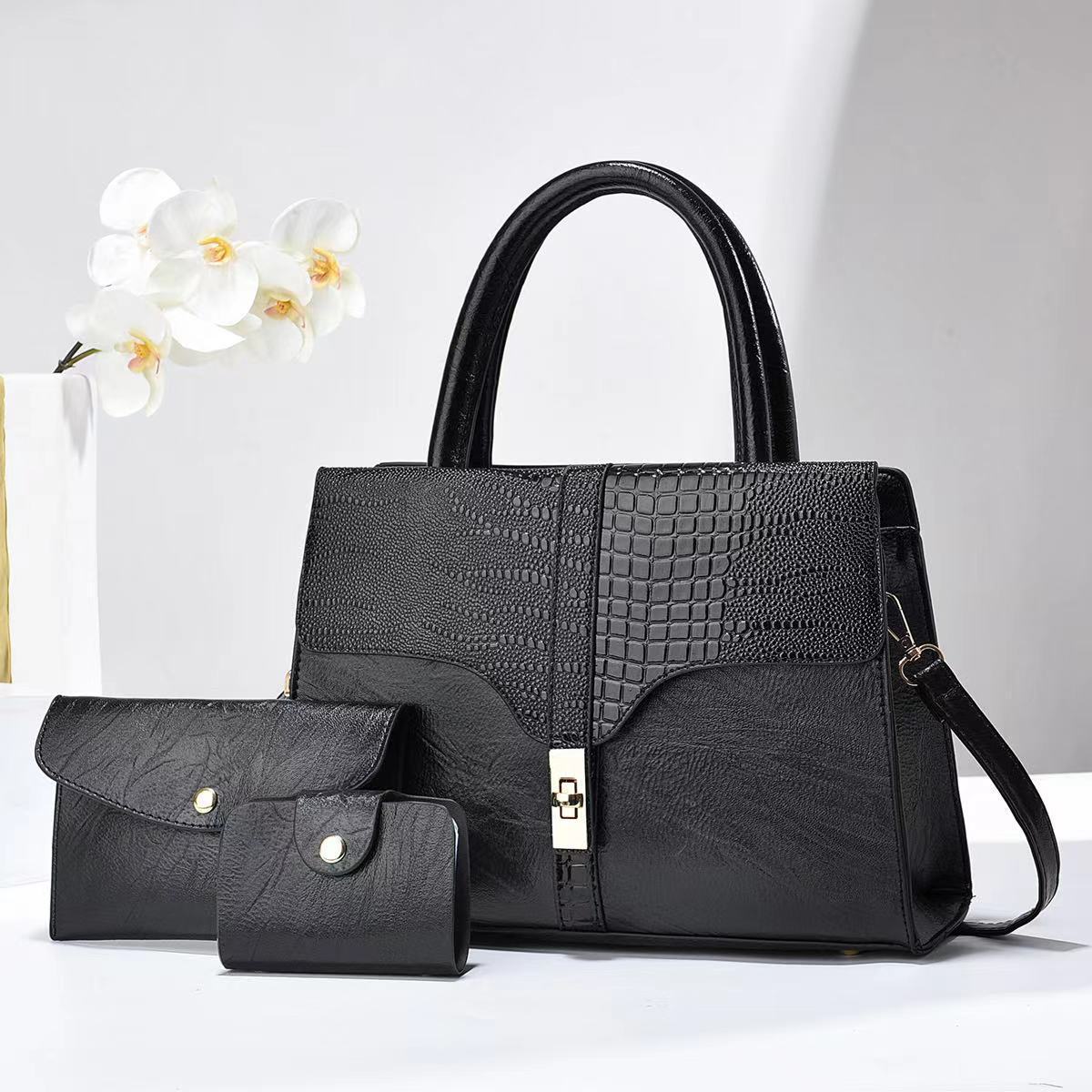New Cross-Border Women's Handbag Elegant Simple Shoulder Crossbody Bag Trendy Fashion Mom Bag Three-Piece Set