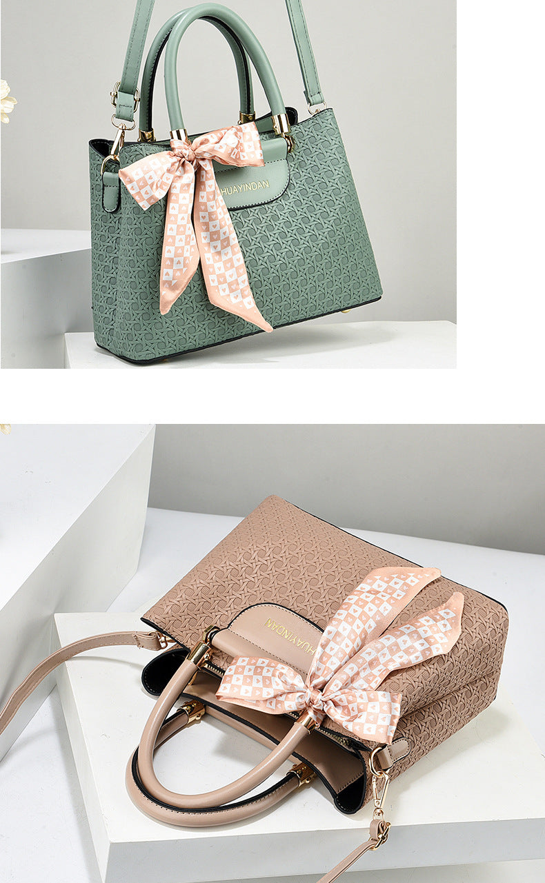 Women's Handheld Small Square Bag New Fashionable Woven Pattern Single Shoulder Crossbody Bag