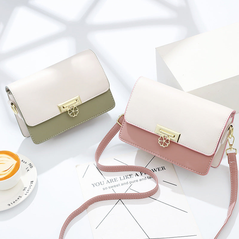 Winter New Simple Stylish Cute Women's Small Square Bag Fashion Color Block Texture Shoulder Bag Dropshipping