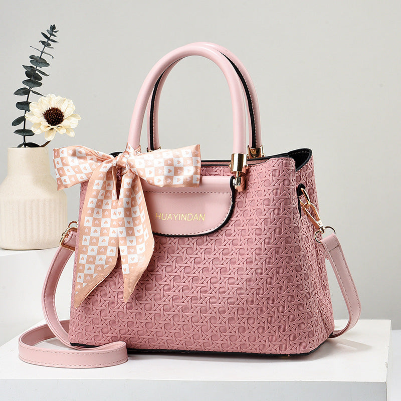 Women's Handheld Small Square Bag New Fashionable Woven Pattern Single Shoulder Crossbody Bag