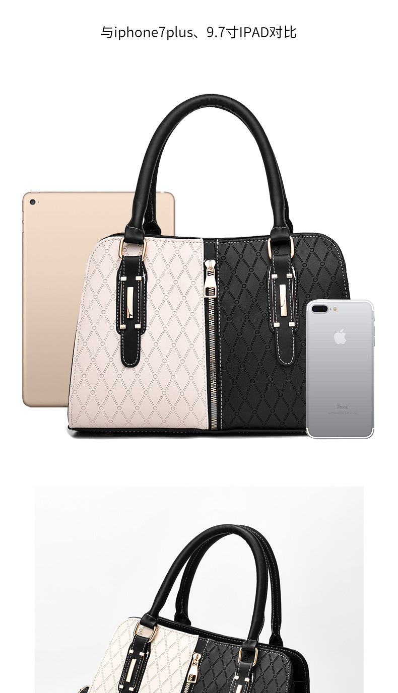 New Fashion Color Block Women's Handbag European and American Style Large Capacity Shoulder Crossbody Bag Trendy One Piece Dropshipping