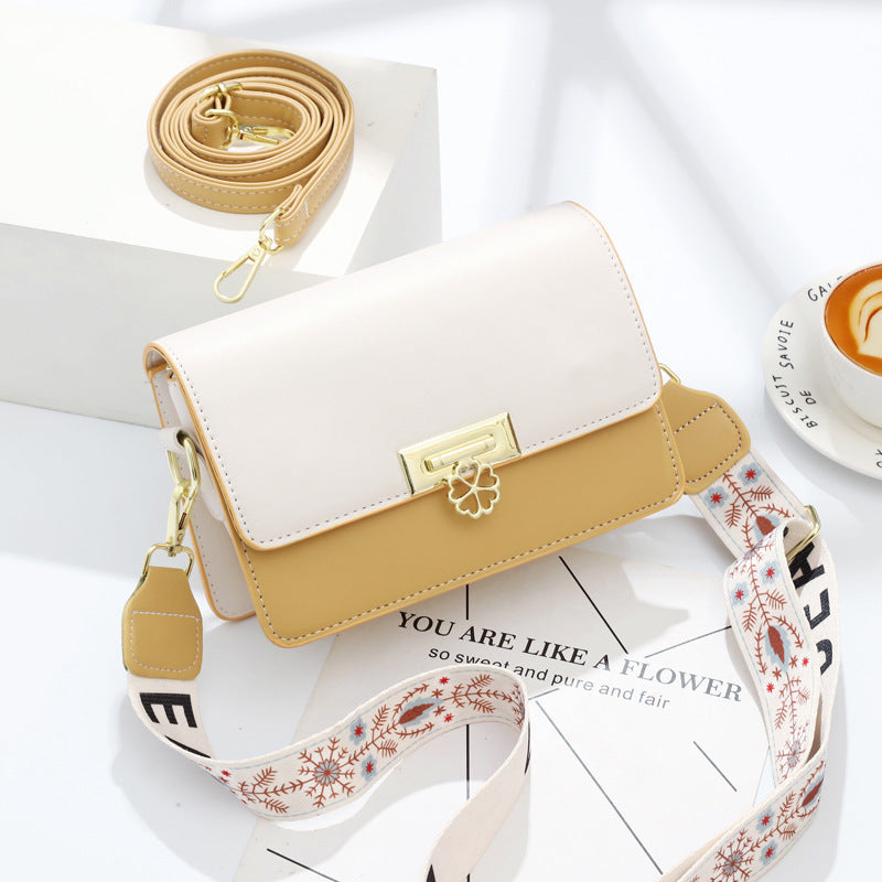 Winter New Simple Stylish Cute Women's Small Square Bag Fashion Color Block Texture Shoulder Bag Dropshipping