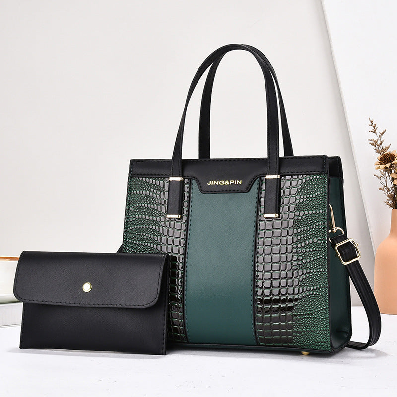 2025 Summer New Women's Bag Cross-Border Trendy Fashion Color-Block Large Capacity Handbag Mom Bag Single Shoulder Crossbody Bag