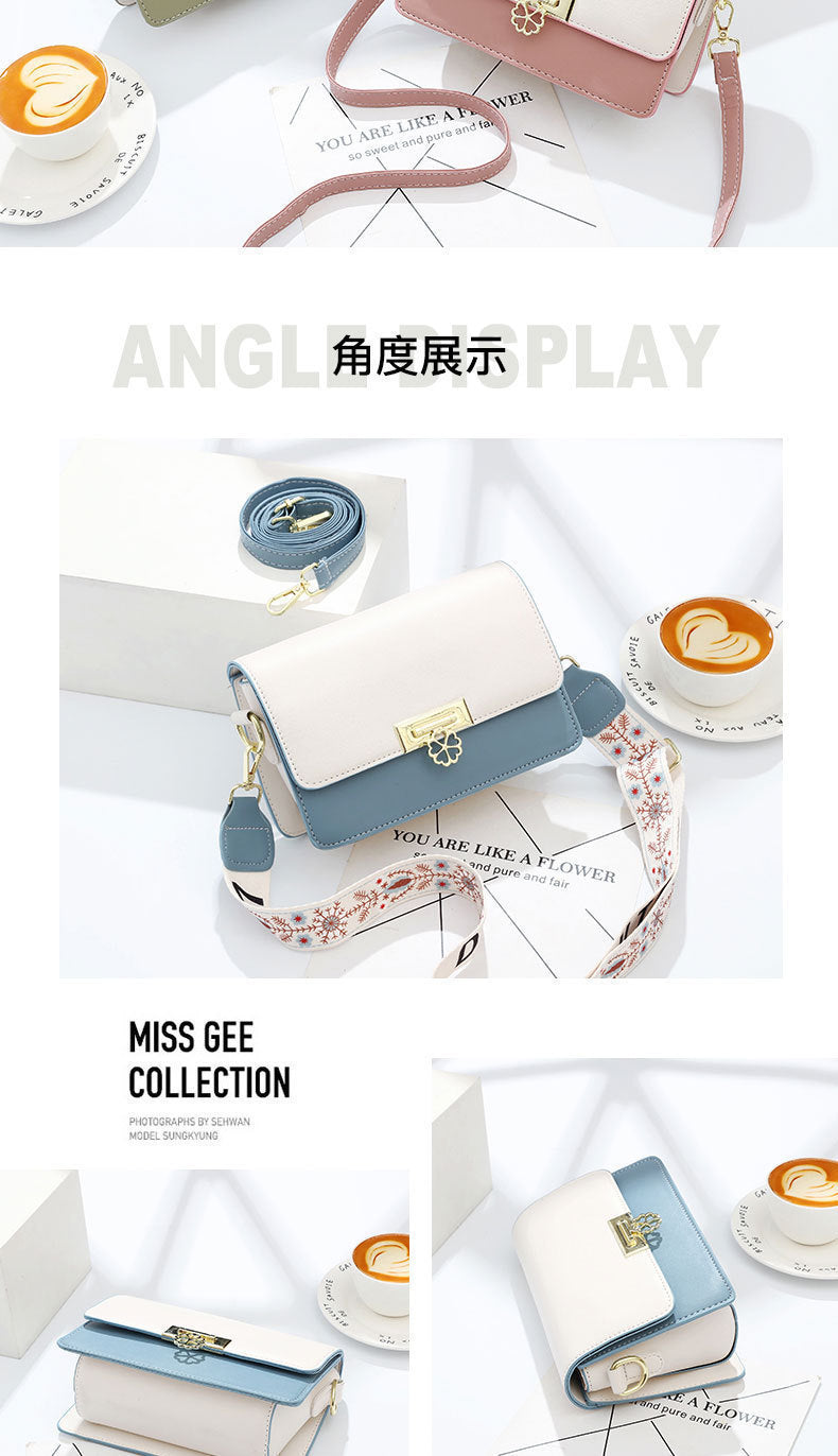 Winter New Simple Stylish Cute Women's Small Square Bag Fashion Color Block Texture Shoulder Bag Dropshipping