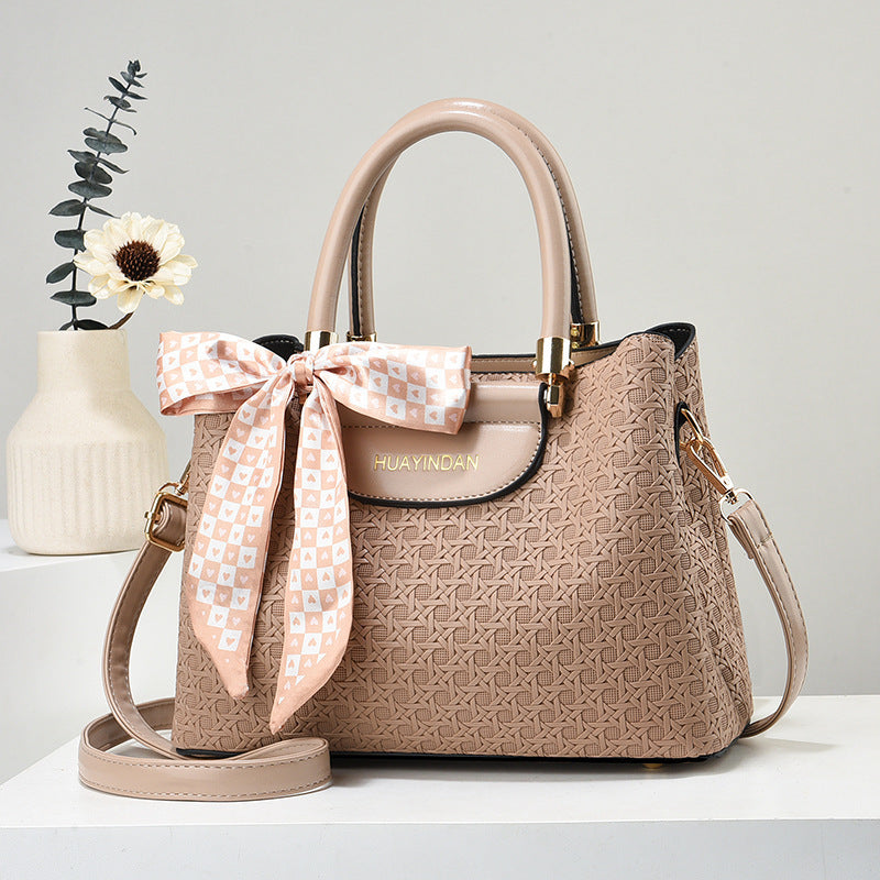 Women's Handheld Small Square Bag New Fashionable Woven Pattern Single Shoulder Crossbody Bag