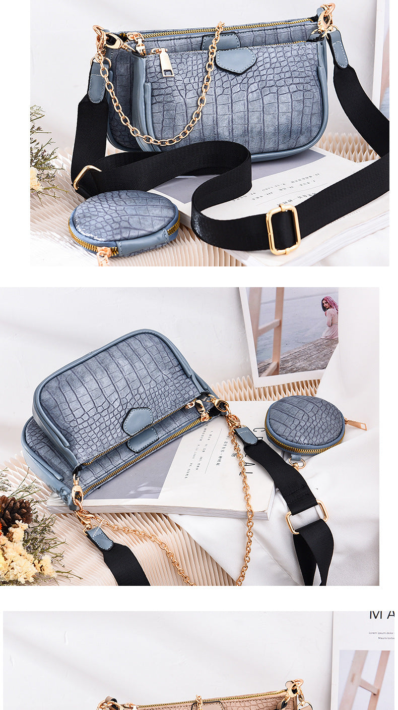Crossbody Small Bag New Year Women's Korean Version Fresh Fashion Three-in-One Women's Bag Crossbody Shoulder Handbag