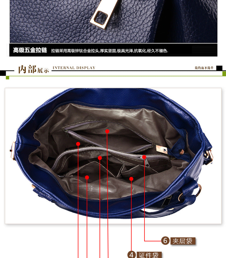 New Large Capacity Middle-aged Handbag Fashion Soft Leather Tassel Shoulder Bag Casual Crossbody Bag One Piece Dropshipping