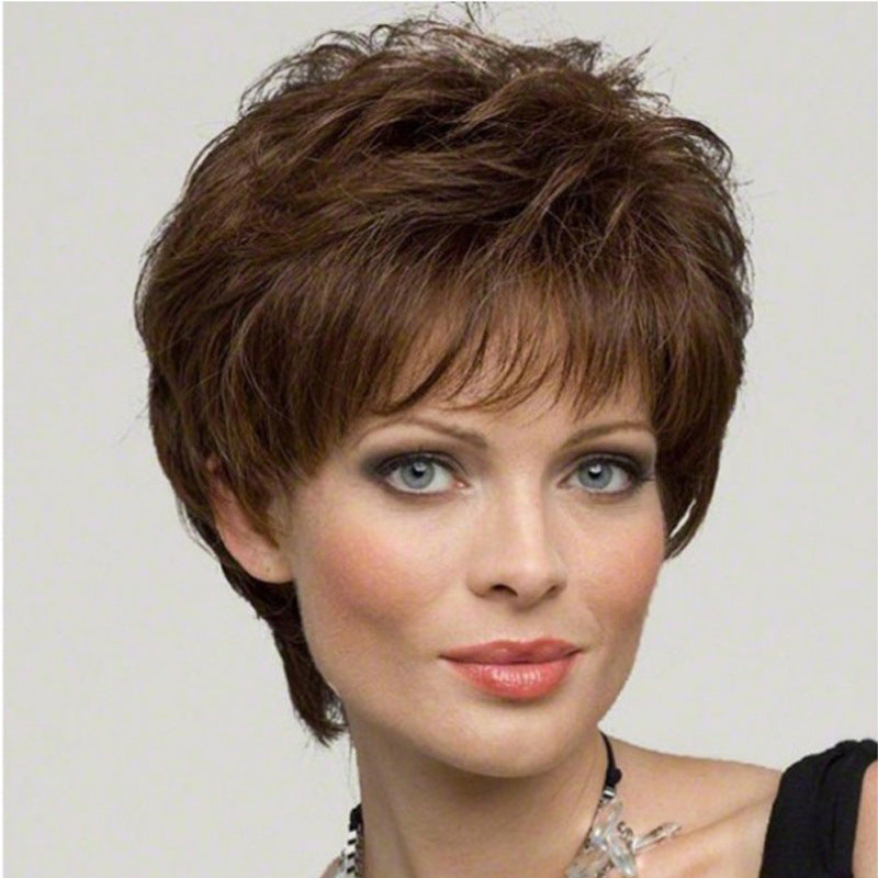 AliExpress European and American Fashion Women's Short Curly Brown Micro-Curly Synthetic Wig Wholesale
