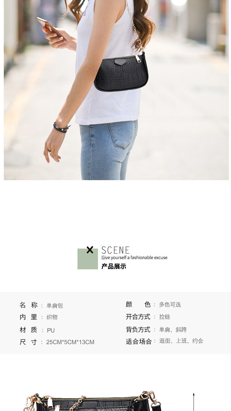 Crossbody Small Bag New Year Women's Korean Version Fresh Fashion Three-in-One Women's Bag Crossbody Shoulder Handbag