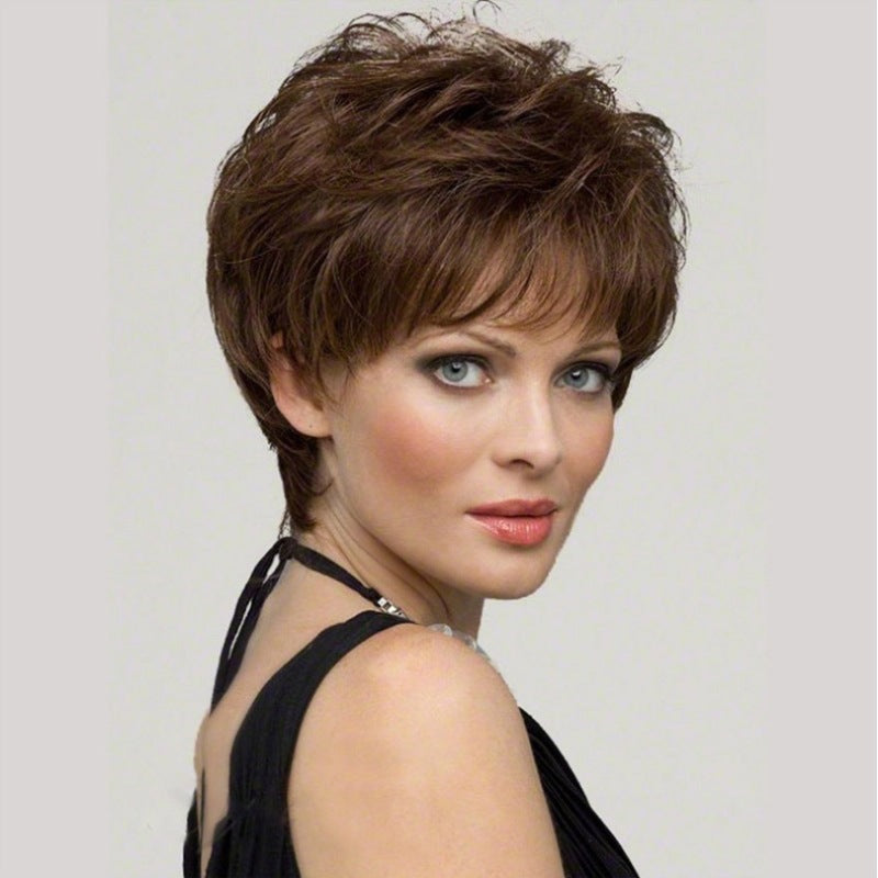 AliExpress European and American Fashion Women's Short Curly Brown Micro-Curly Synthetic Wig Wholesale
