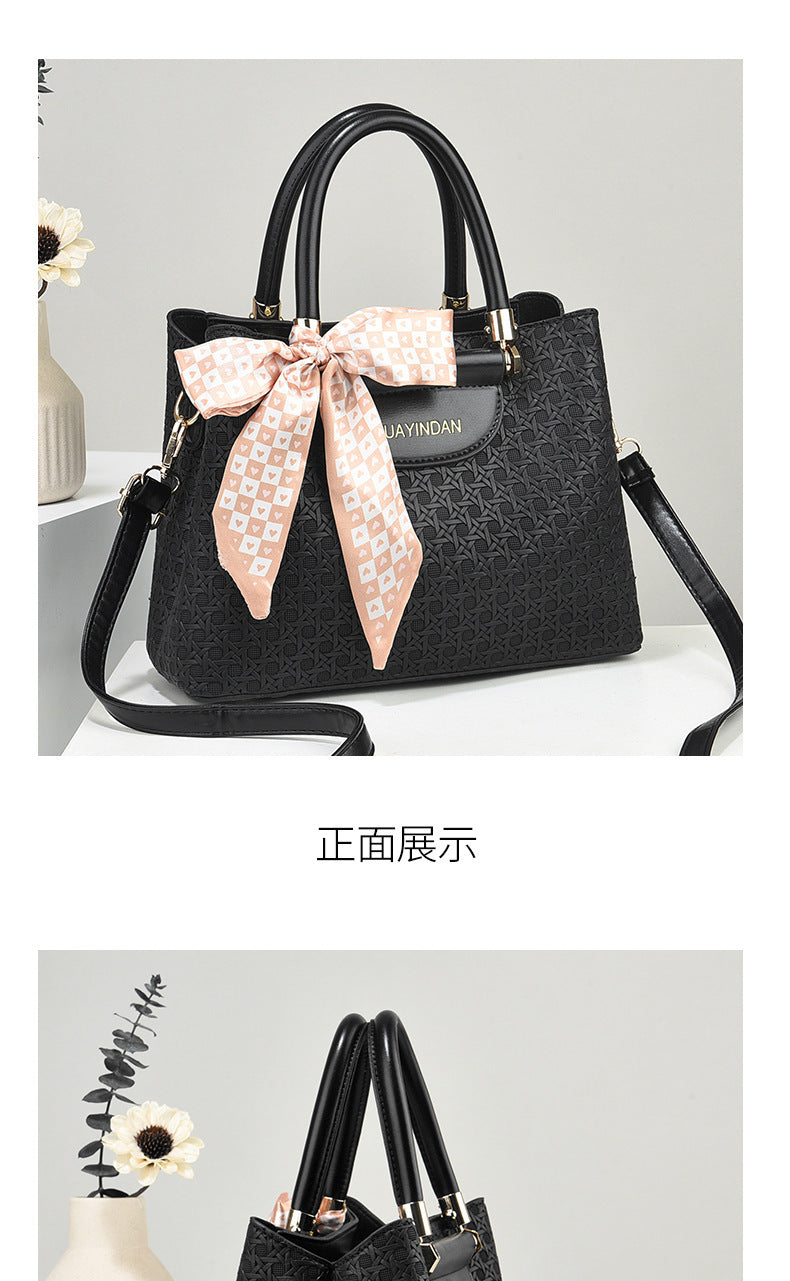 Women's Handheld Small Square Bag New Fashionable Woven Pattern Single Shoulder Crossbody Bag