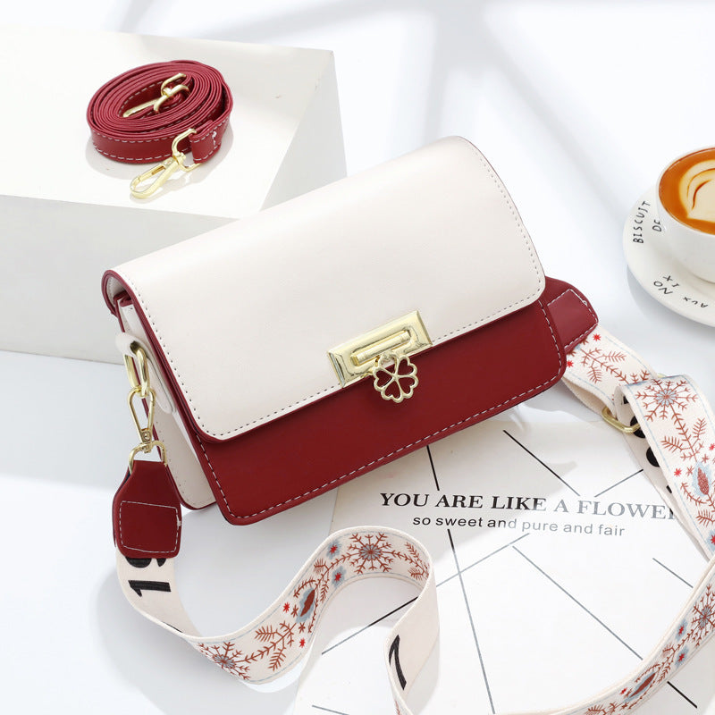 Winter New Simple Stylish Cute Women's Small Square Bag Fashion Color Block Texture Shoulder Bag Dropshipping