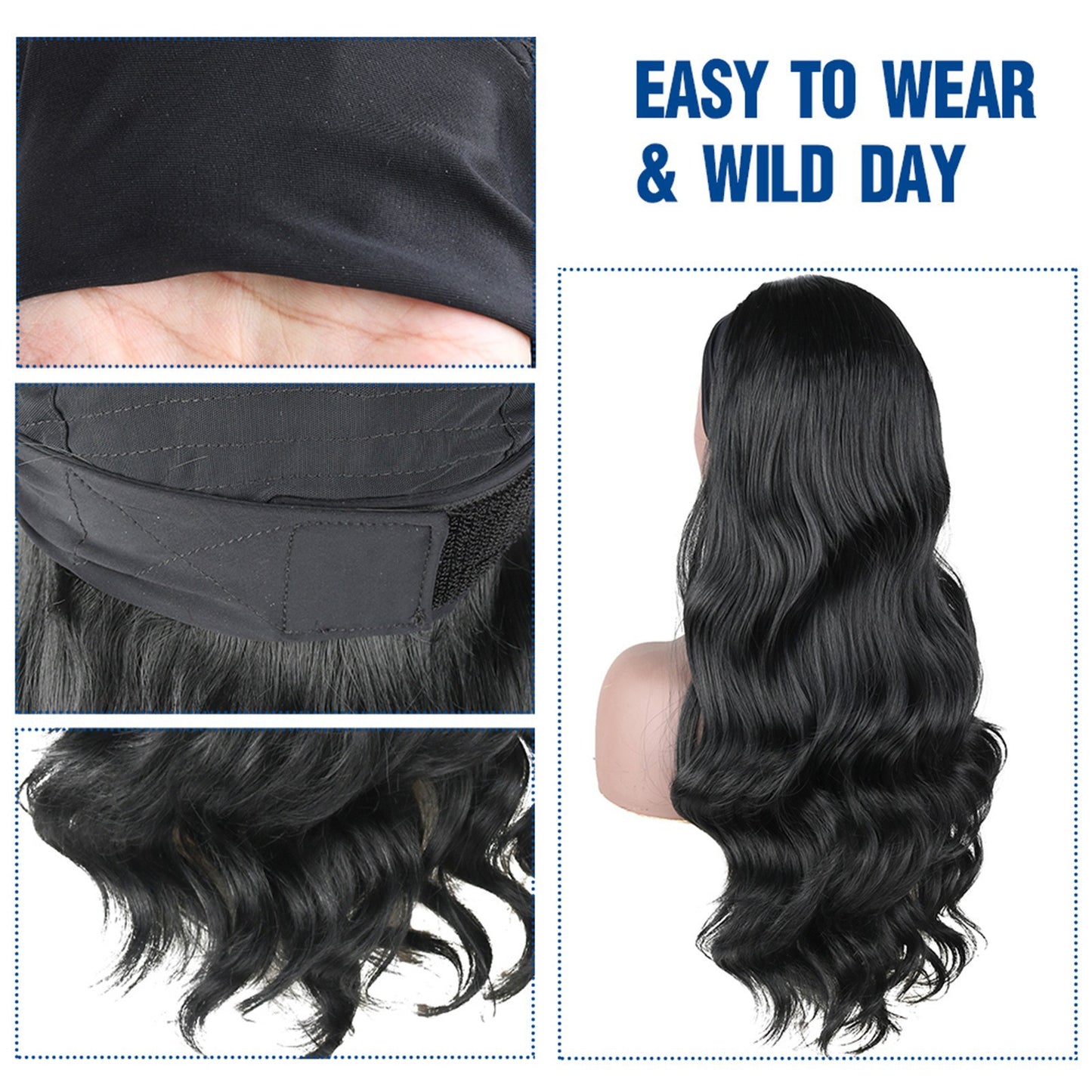 European and American Style Women's Long Curly Hair Wig with Ice Silk Headband High Temperature Wire Manufacturer In Stock body wigs