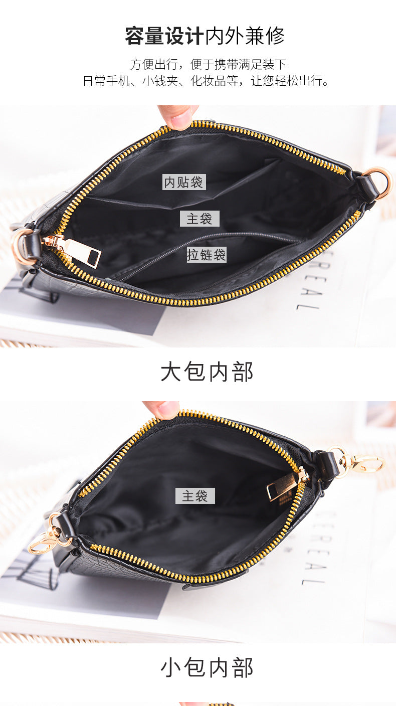 Crossbody Small Bag New Year Women's Korean Version Fresh Fashion Three-in-One Women's Bag Crossbody Shoulder Handbag