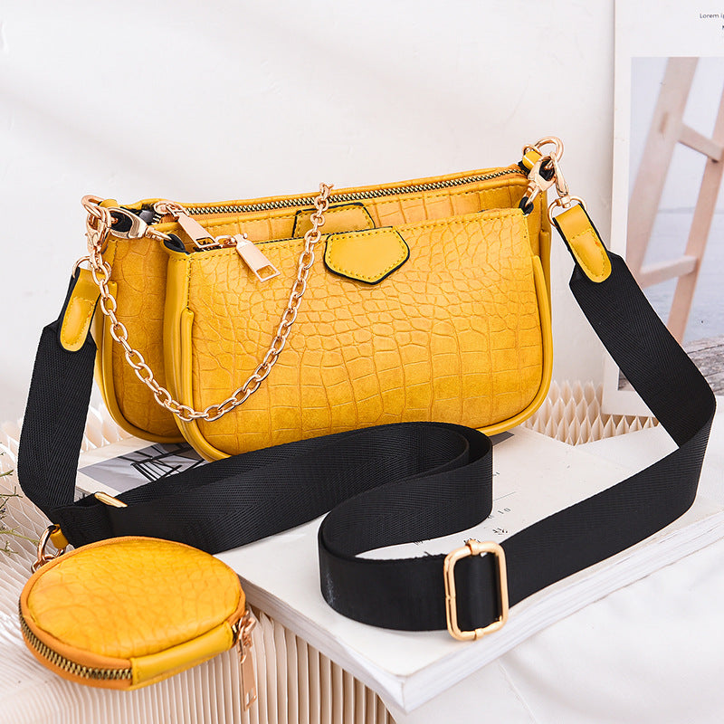 Crossbody Small Bag New Year Women's Korean Version Fresh Fashion Three-in-One Women's Bag Crossbody Shoulder Handbag
