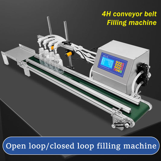 Automatic Small Four-Head Liquid Filling Machine Conveyor Belt Liquid Filling Machine with Conveyor