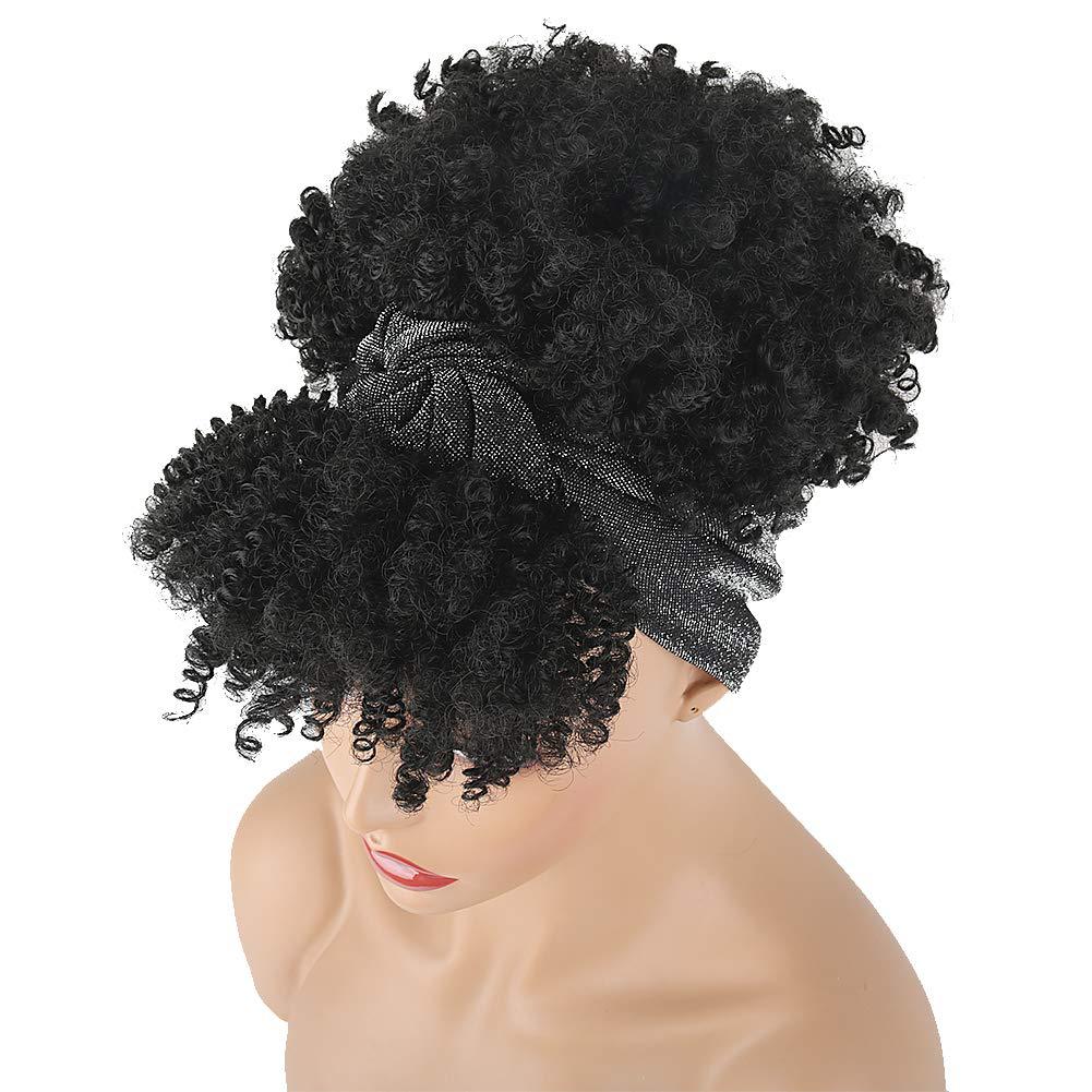 Amazon New Small Curly Hair Turban Wig Synthetic Wig with Bangs Fluffy Short Curly Hair Cap