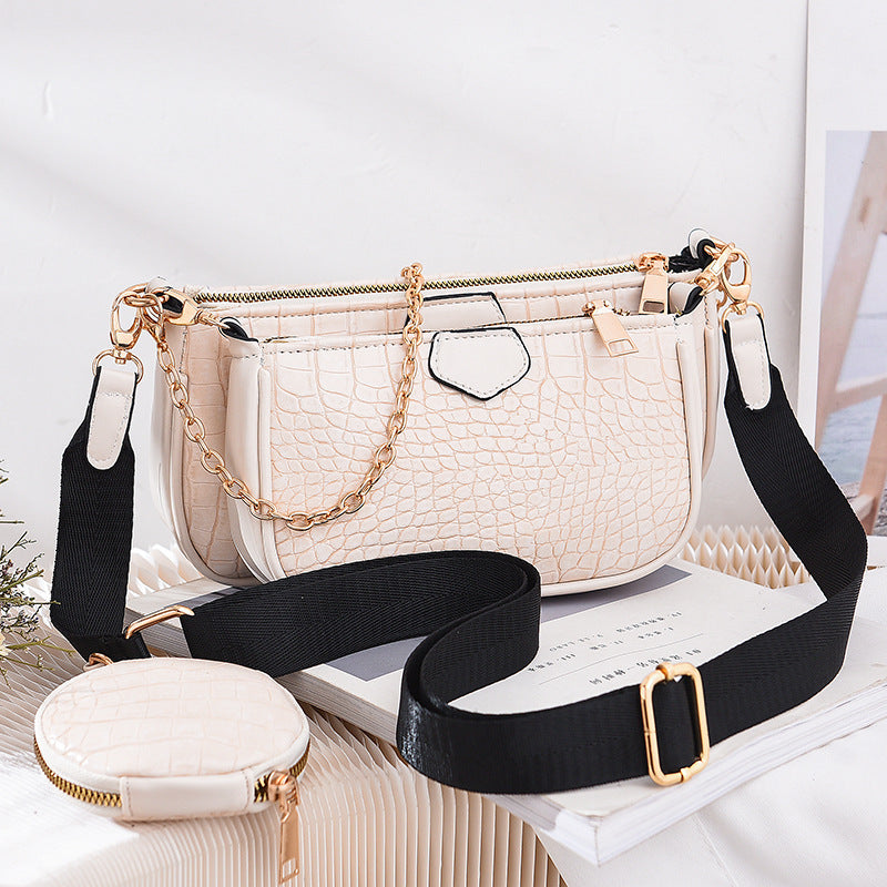 Crossbody Small Bag New Year Women's Korean Version Fresh Fashion Three-in-One Women's Bag Crossbody Shoulder Handbag
