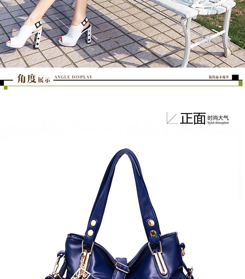 New Large Capacity Middle-aged Handbag Fashion Soft Leather Tassel Shoulder Bag Casual Crossbody Bag One Piece Dropshipping