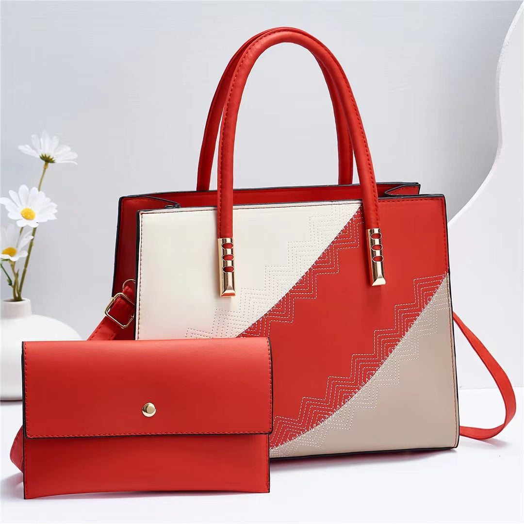 Women's New Trendy Color Block Large Capacity Mother-Daughter Bag Elegant Single Shoulder Crossbody Handbag Cross-Border Dropshipping