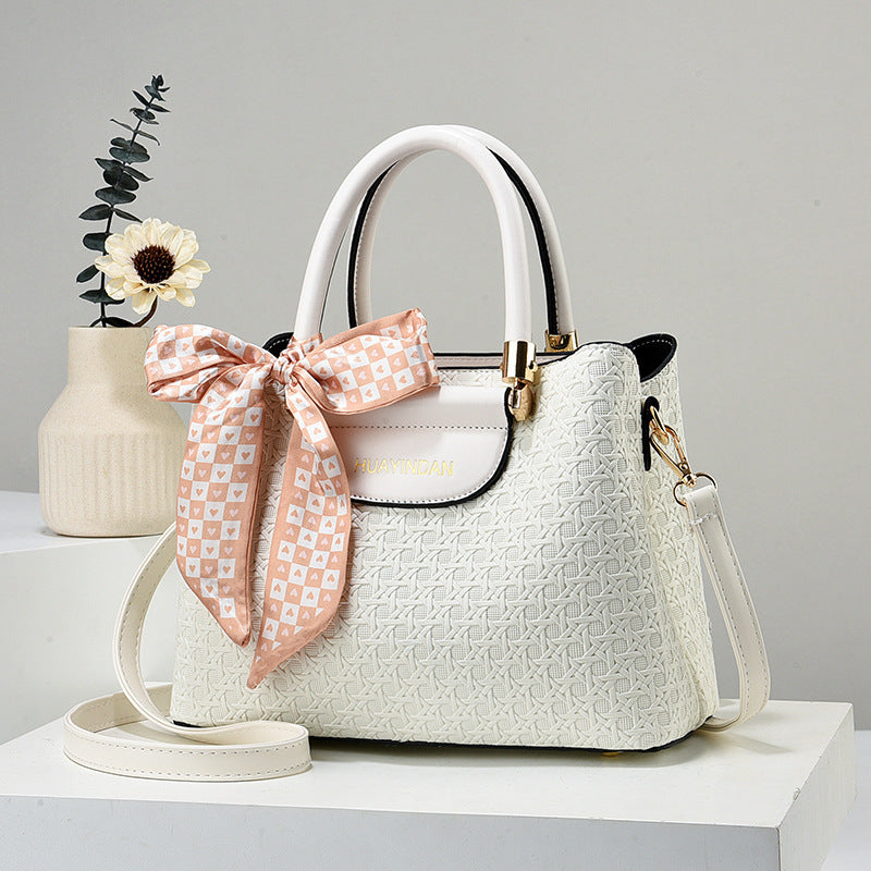Women's Handheld Small Square Bag New Fashionable Woven Pattern Single Shoulder Crossbody Bag