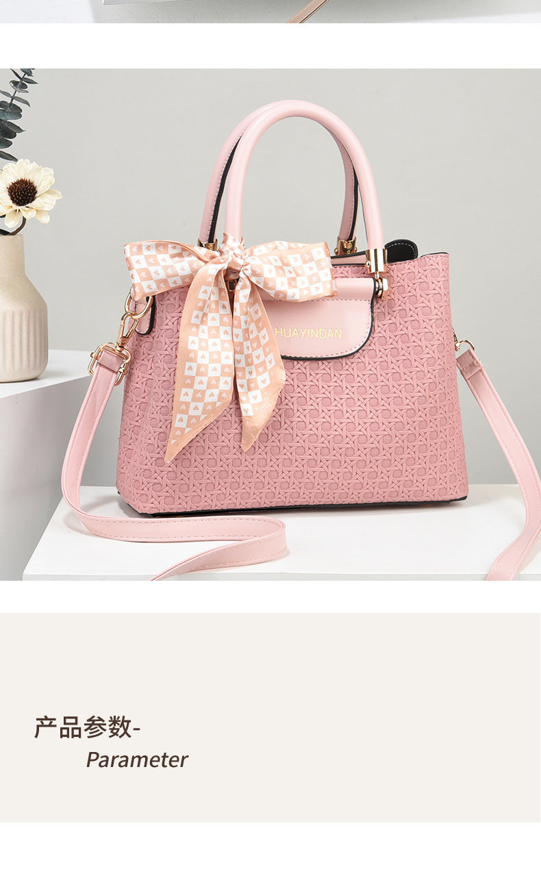 Women's Handheld Small Square Bag New Fashionable Woven Pattern Single Shoulder Crossbody Bag