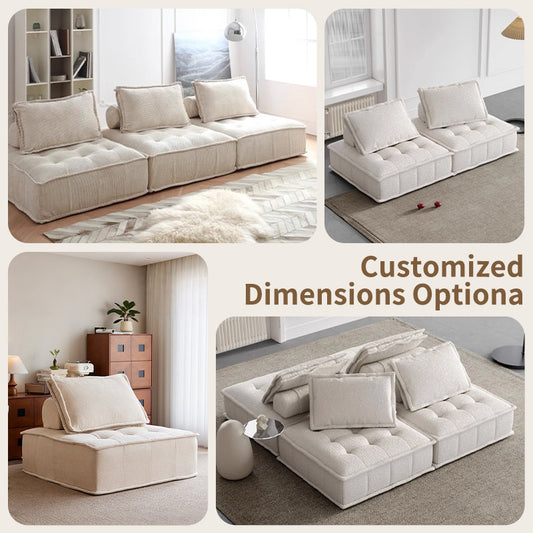 Piemonte tofu cube chenille fabric compression sofa - modular, freestanding, and perfect for small spaces